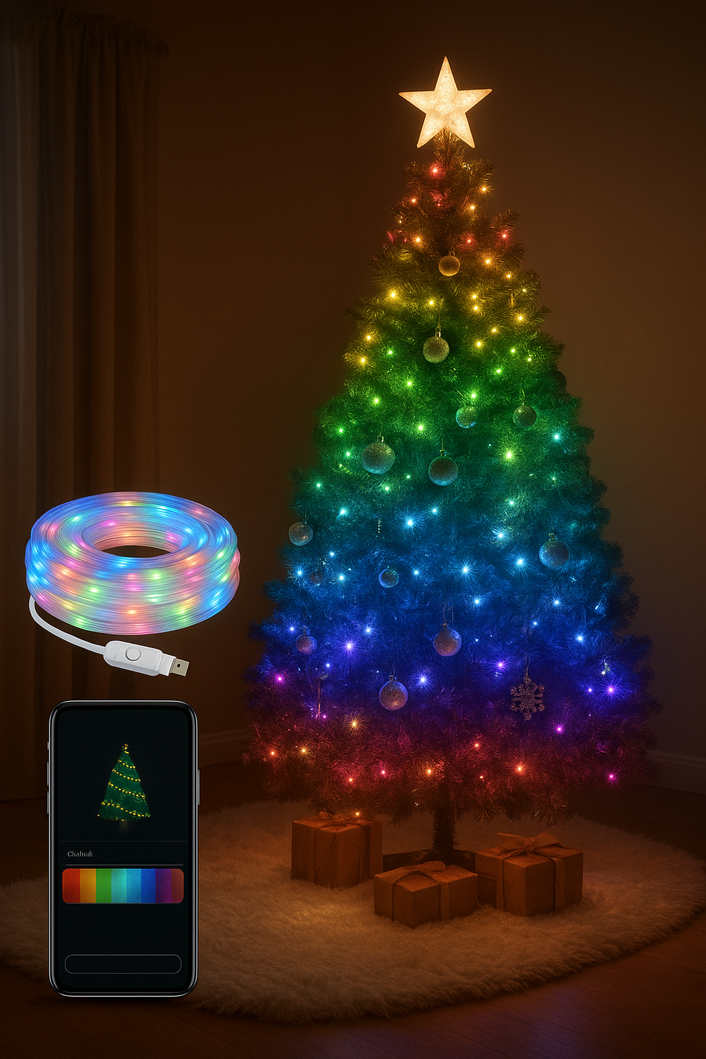 Lampki LED z funkcją sterowania telefonem